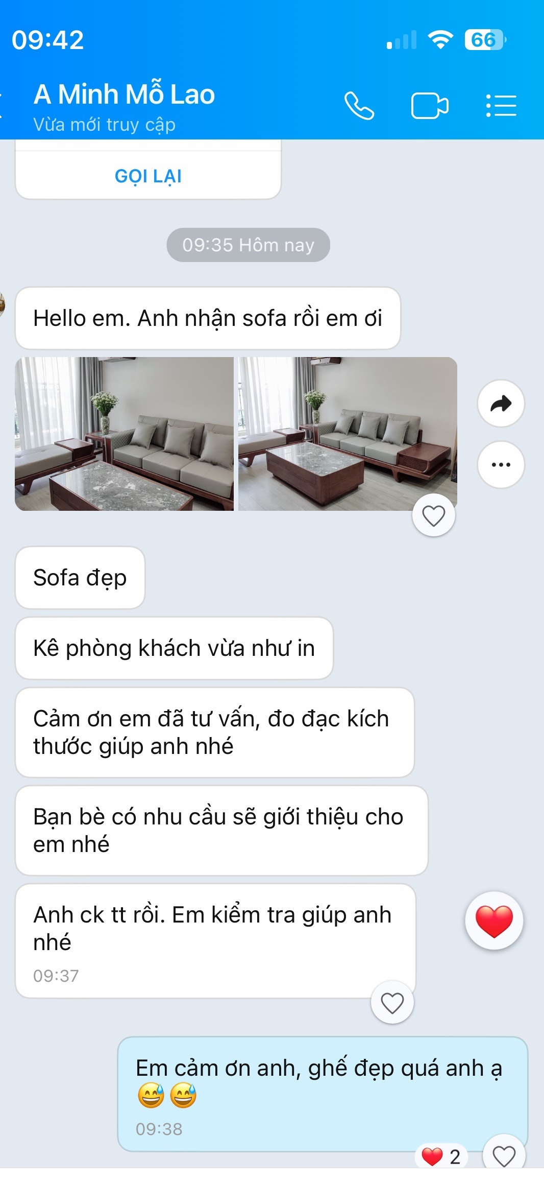 Phản hồi khách hàng qua Zalo